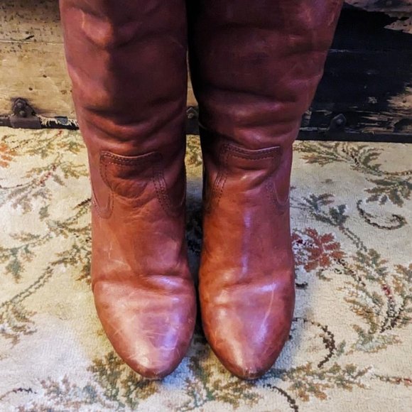 Frye Dannika Campus Knee High Brown Leather Boots, Women's 9.5M F2370/F10. - Picture 2 of 7